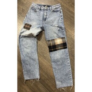 Hollister Jeans Womens 5R W27 L27 Ultra High Rise Mom Jean‎ Patched Acid Wash